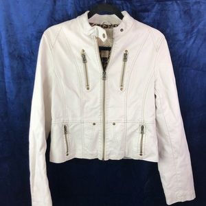 Arden B Faux Leather White Jacket -Lg blemished